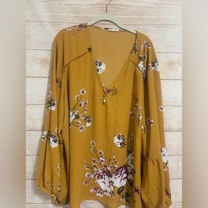 Mustard floral blouse